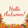 Hello Autumn background. Fall banner with September, Ocober and November leaves. Royalty Free Stock Photo